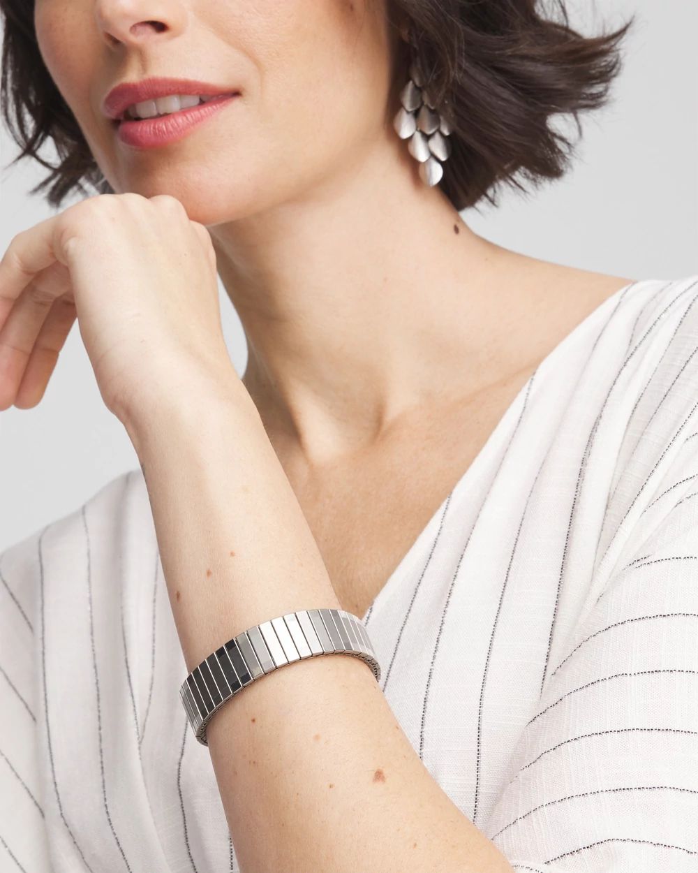 Silver Tone Stretch Watchband Bracelet | Chico's